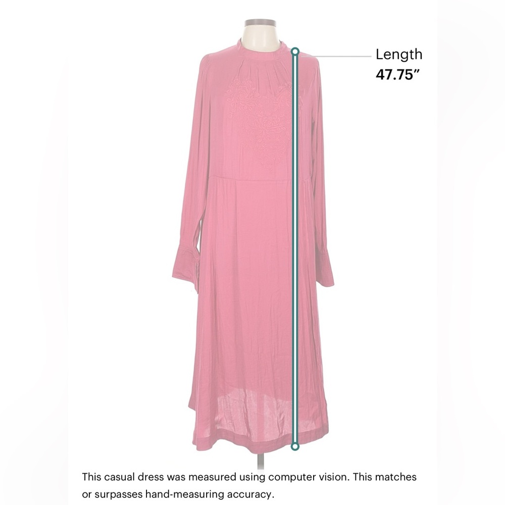 Free People Embroidered Tunic Dress Pink Boho Longline Side Slit Size L - Picture 5 of 7